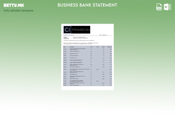 модерен стил CI Извод на сметка на организација на финансиска банка Шаблон Word 